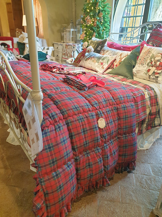 BLANC MARICLÒ Trapunta Singola Tartan  370 GSM " MONTANA RED "