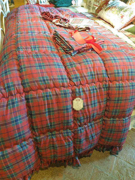 BLANC MARICLÒ Trapunta Singola Tartan  370 GSM " MONTANA RED "