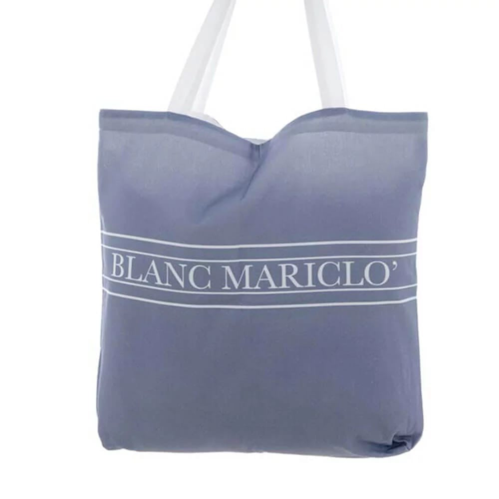 BLANC MARICLÒ Borsa Azzurra in Cotone con Stampa Marina