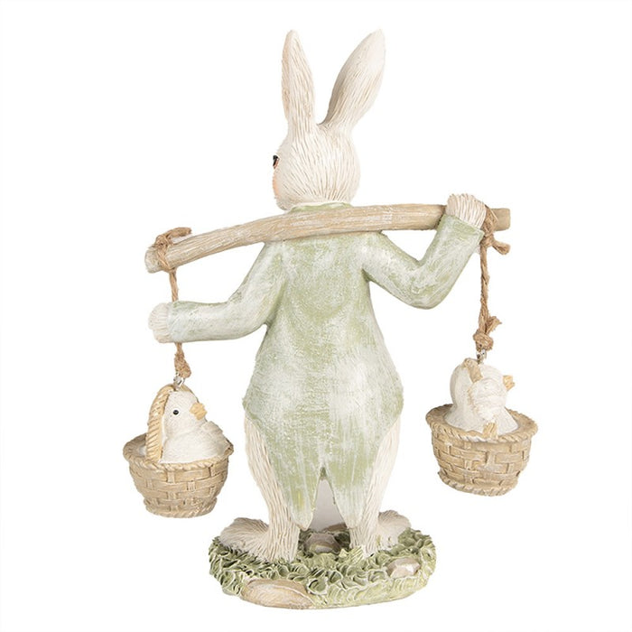 CLAYRE & EEF Statuetta Coniglietto Con Pulcini In Cesto In Resina 17 cm