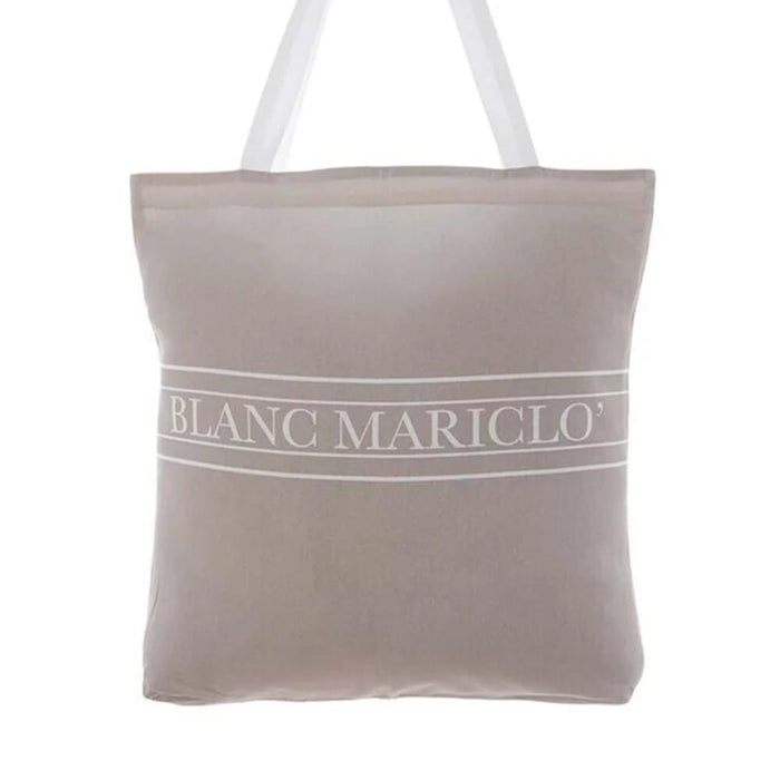 BLANC MARICLÒ Borsa Beige in Cotone con Stampa Marina