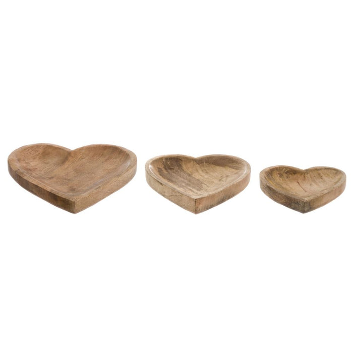 Set 3 vassoi cuore in legno di mango Zerlina Blanc Mariclò