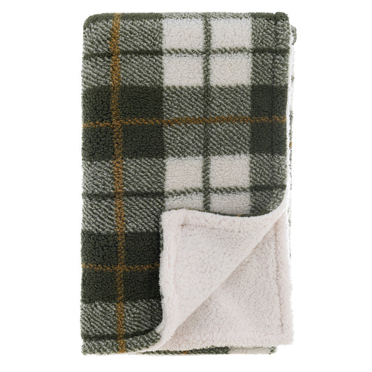 BLANC MARICLÒ Plaid Sherpa Tartan Verde "LA GHIANDAIA" 420GSM