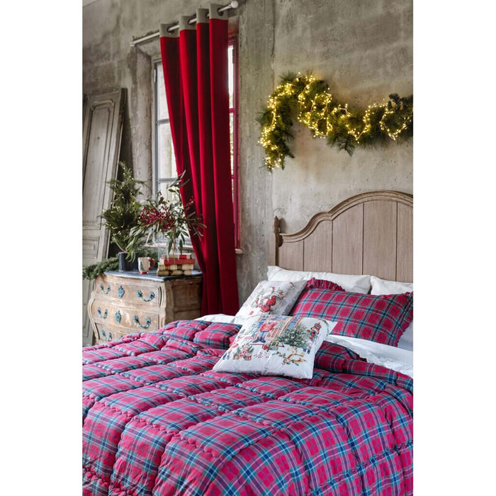 BLANC MARICLÒ Trapunta Singola Tartan  370 GSM " MONTANA RED "