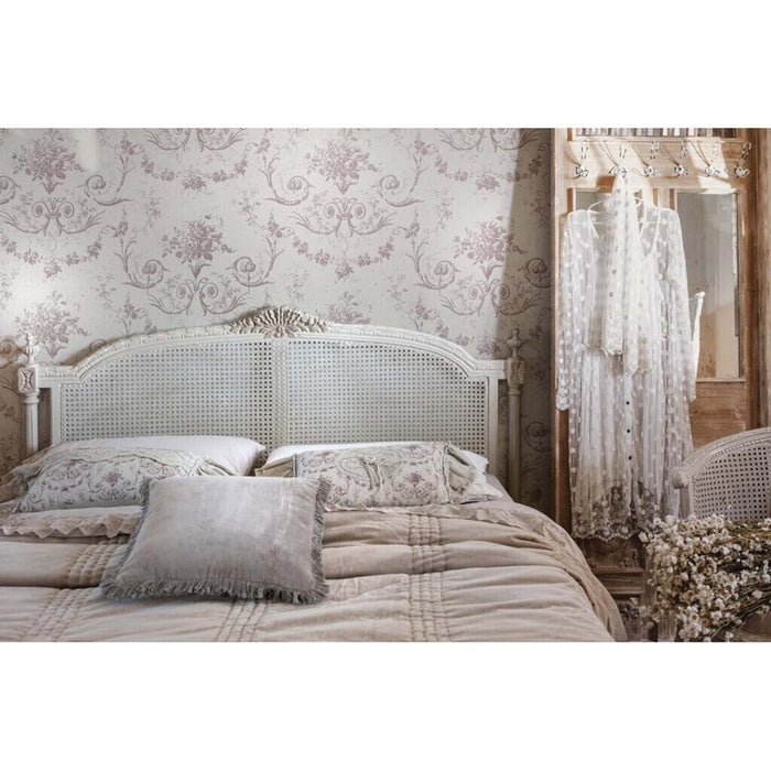 BLANC MARICLÒ Cuscino Rettangolare Shabby Chic con Gale Fiori e Ricami