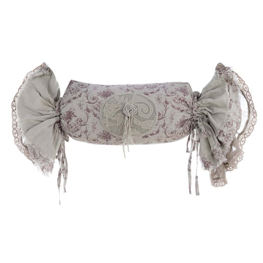 BLANC MARICLÒ Cuscino Caramella Shabby Chic con Gale Fiori e Ricami