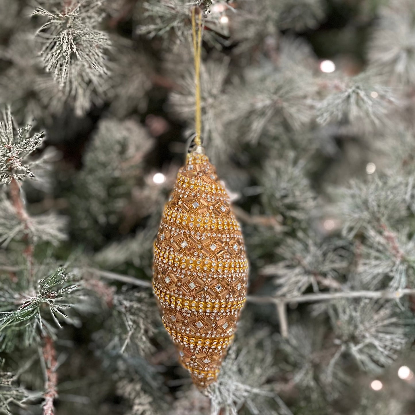 FIORI DI LENA Deco Goccia Natalizia Dorata Con Cristalli