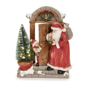 NUVOLE DI STOFFA Decorazione Babbo Natale con Porta e Led