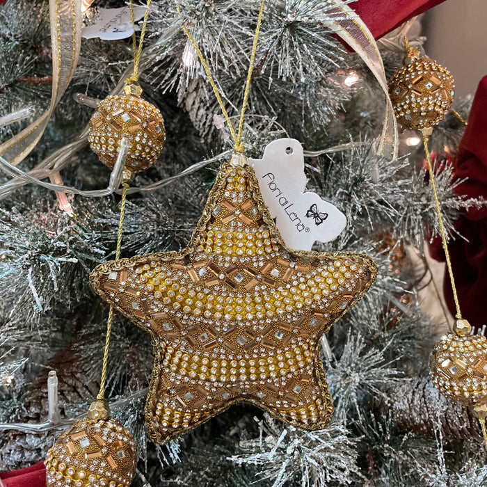 FIORI DI LENA Stella di Natale Dorata Con Strass