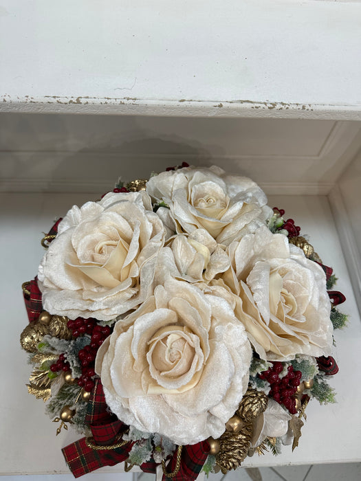 FIORI DI LENA Pouf Centrotavola Gigante in Velluto Beige