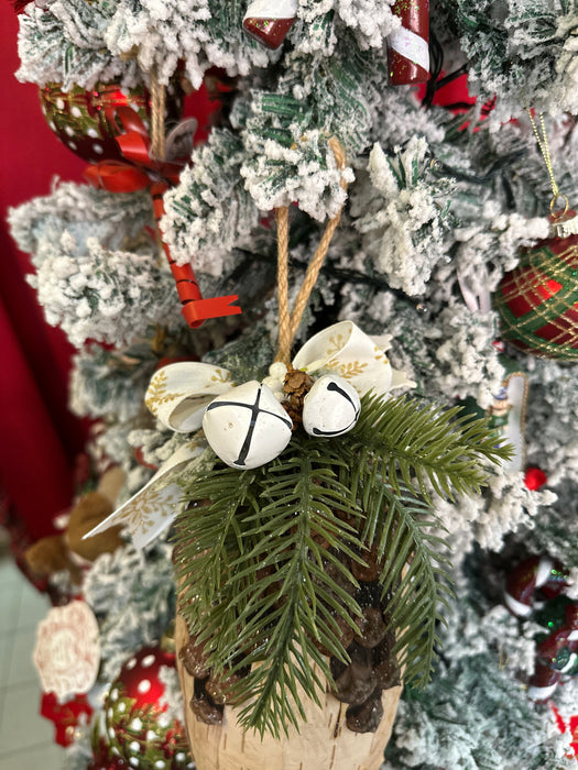 FIORI DI LENA Pigna Grande in Corteccia con Campanelli e Fiocco Bianco