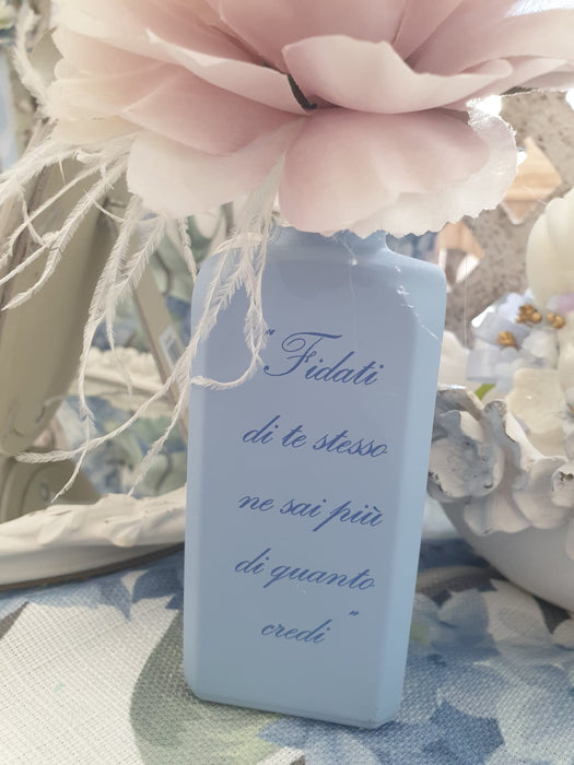 FIORI DI LENA Profumatore Celeste con Frase e Dalia Rosa al Profumo di Ambra