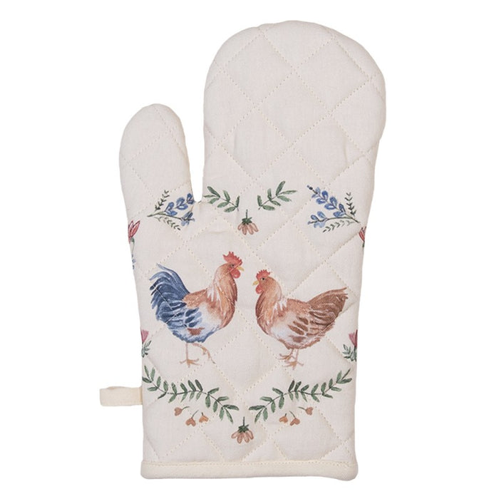 CLAYRE & EEF Guantone Beige Con Gallo e Gallina In Cotone