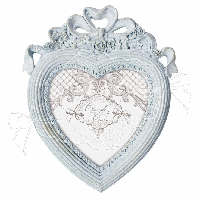 PHOTO FRAME HEART BOW DUST 16X16CM