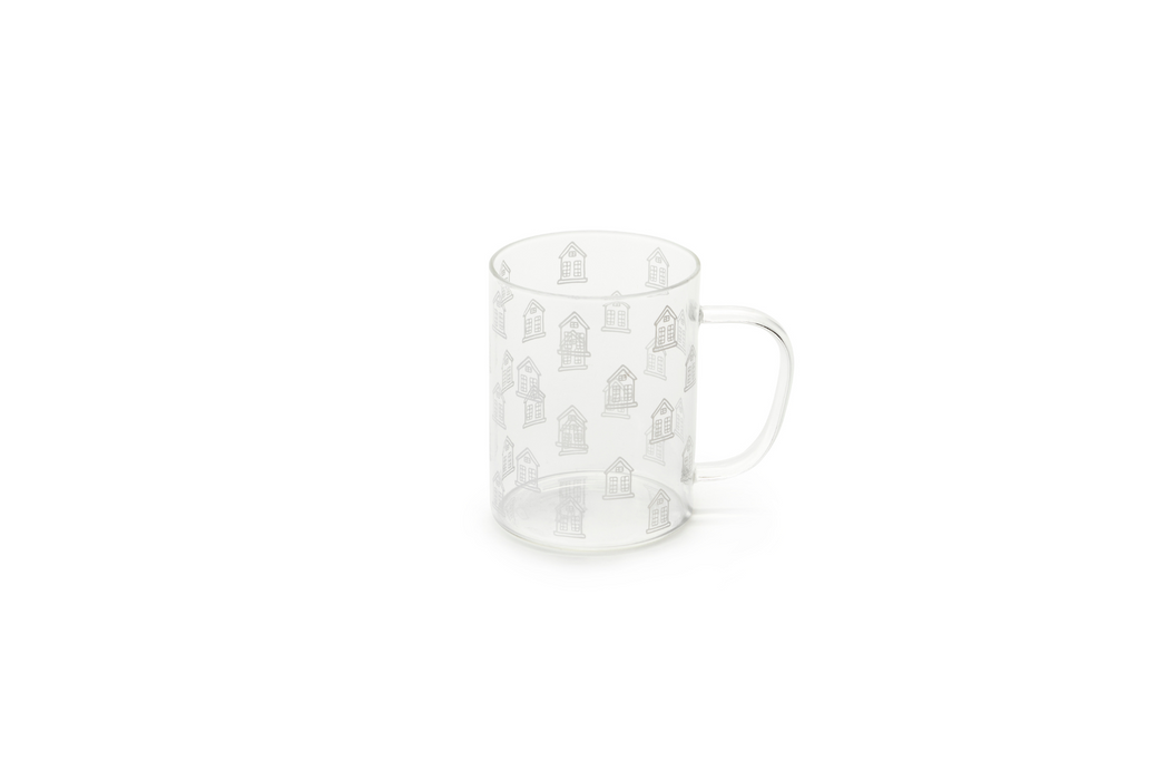 NUVOLE DI STOFFA Set 2 Mug In Vetro Borosilicato Con Casette