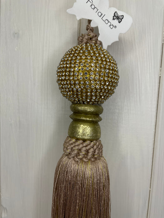 Tassel with strass 40cm cognac Fiori di Lena